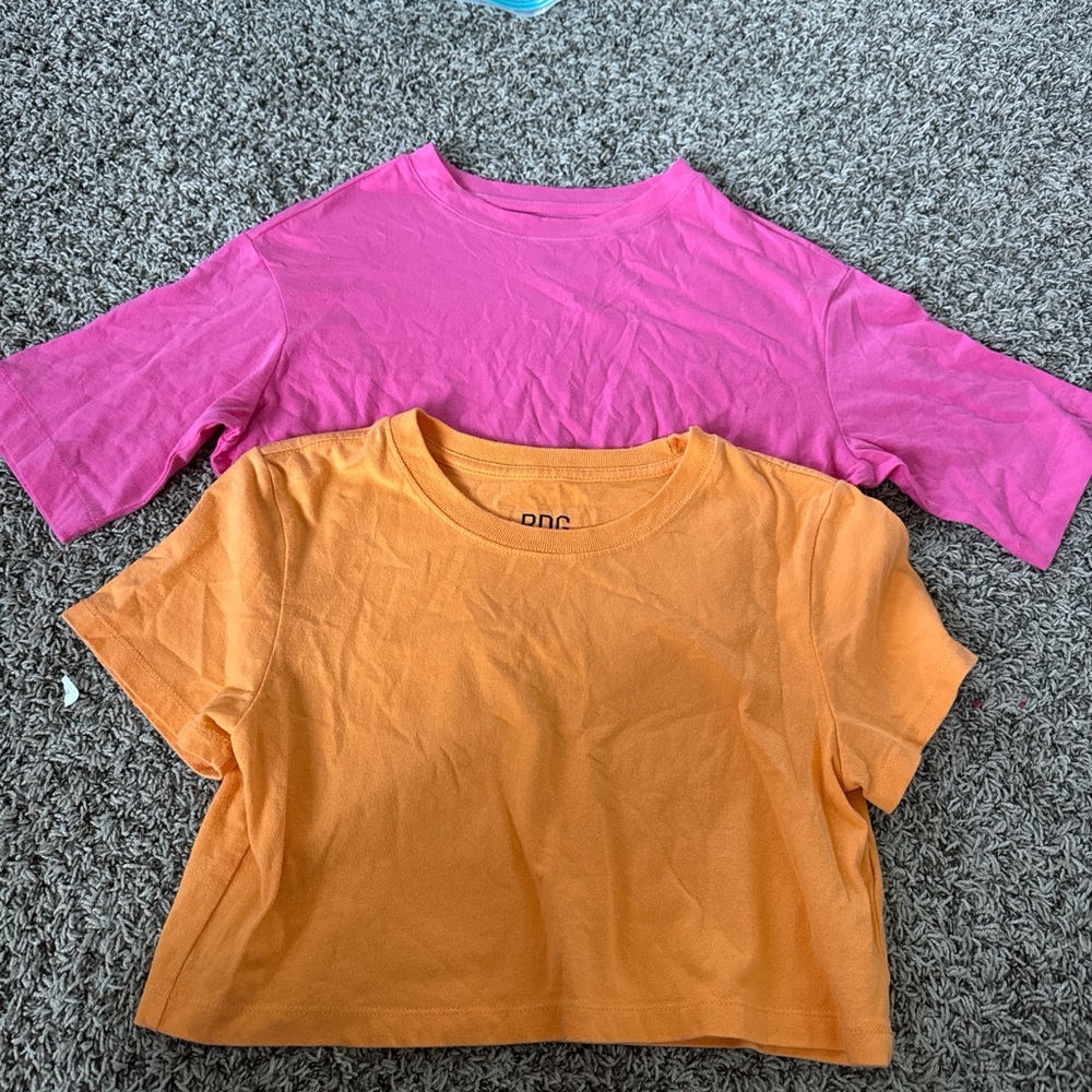Pink and Orange Cropped T-Shirts